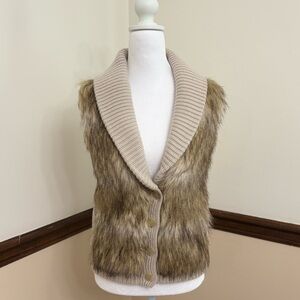 ann taylor faux fur sweater vest